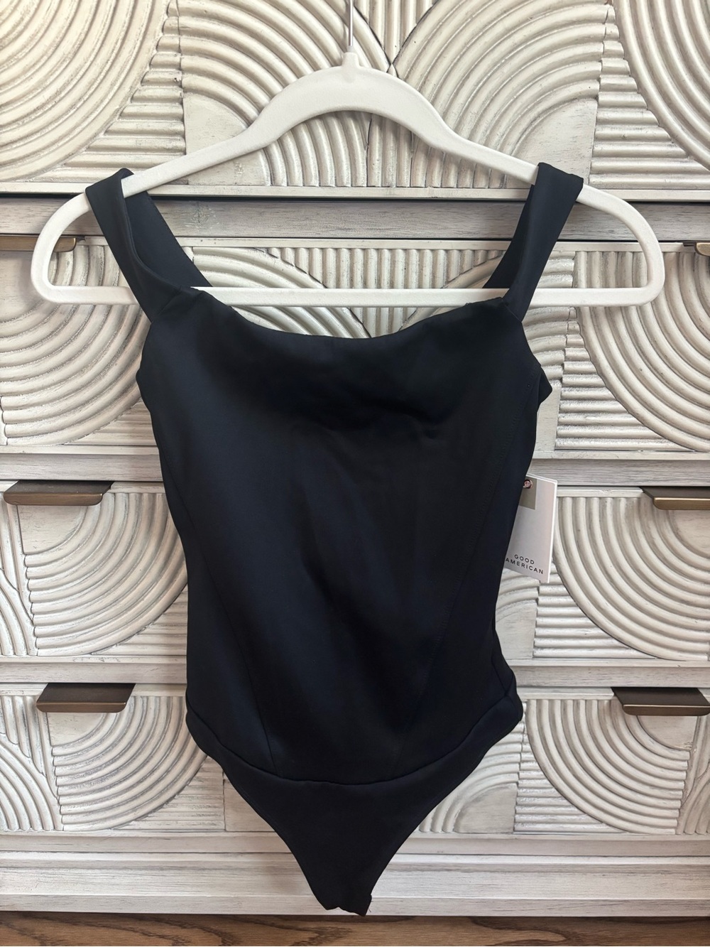 Good American Black Square-Neck Bodysuit Bandeau